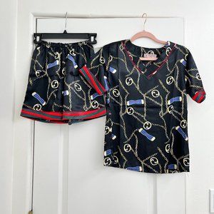 Luxury-Inspired Pajama Set - Silky/Satiny - Black